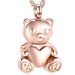 2 Bear Love Heart Necklace Pendant Rainbow Rose Gold Bear Jewelry Women Mother Wife Girl Gift 925 Sterling Silver Chain 18in.