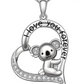 Koala Bear Necklace Diamond Pendant Lover Heart Koala Bear Jewelry Women Mother Wife Girl Gift 925 Sterling Silver Chain 18in.