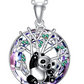 Panda Bear Tree Necklace Diamond Pendant Rainbow Lover Heart Panda Bear Jewelry Women Mother Wife Girl Gift 925 Sterling Silver Chain 18in.