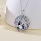 Panda Bear Tree Necklace Diamond Pendant Rainbow Lover Heart Panda Bear Jewelry Women Mother Wife Girl Gift 925 Sterling Silver Chain 18in.