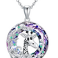 Giraft Tree Necklace Diamond Pendant Rainbow Flower Giraft Jewelry Women Mother Wife Girl Gift 925 Sterling Silver Chain 18in.
