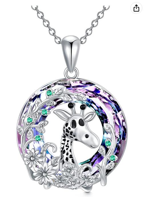 Giraft Tree Necklace Diamond Pendant Rainbow Flower Giraft Jewelry Women Mother Wife Girl Gift 925 Sterling Silver Chain 18in.