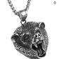 Roaring Bear Head Necklace Pendant Celtic Bear Jewelry Norse Viking Hunter Nordic Gift Black Stainless Steel 24in.