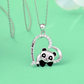 Cute Panda Bear Hanging Necklace Diamond Pendant Love Heart Panda Bear Jewelry Women Mother Wife Girl Gift 925 Sterling Silver Chain 18in.