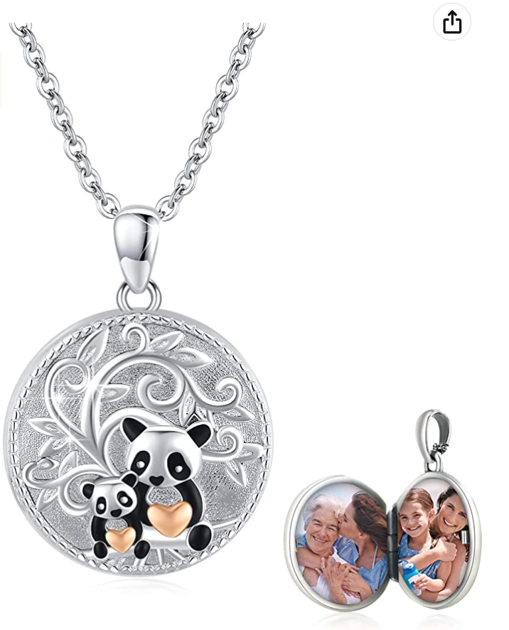 Panda With Chain 925 Sterling Silver Heart Panda Necklace