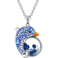 Blue Crystal Diamond Dolphin Necklace Pendant Dolphin Jewelry Women Mother Wife Girl Gift 925 Sterling Silver Chain 18in.