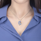 Blue Crystal Diamond Dolphin Necklace Pendant Dolphin Jewelry Women Mother Wife Girl Gift 925 Sterling Silver Chain 18in.