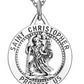 Saint Christopher Medallion Pendant Necklace St. Christopher Jewelry Roman Catholic Chain 925 Sterling Silver Gift 18in.