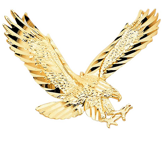 14K Gold Bald Eagle Pendant For Chain Necklace Gold Charm Bracelet Bald Eagle Bird Jewelry Father Dad Gift