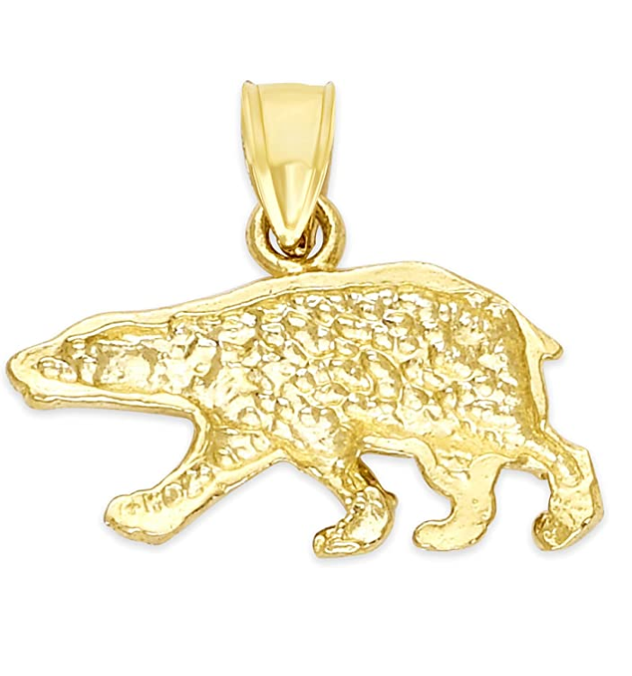 10K Gold Grizzly Bear Pendant For Necklace Charm Bracelet Grizzly Bear Jewelry Nordic Viking Hunter Gift