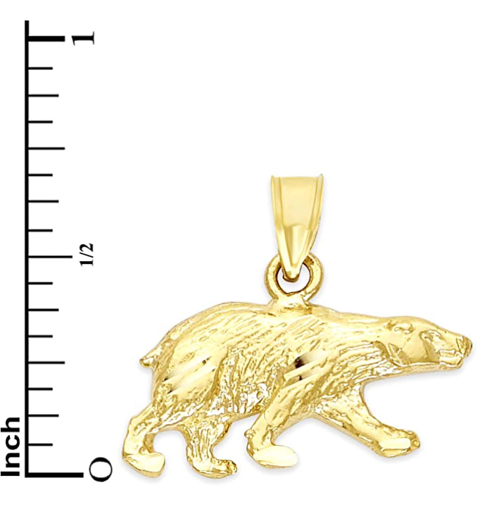 10K Gold Grizzly Bear Pendant For Necklace Charm Bracelet Grizzly Bear Jewelry Nordic Viking Hunter Gift