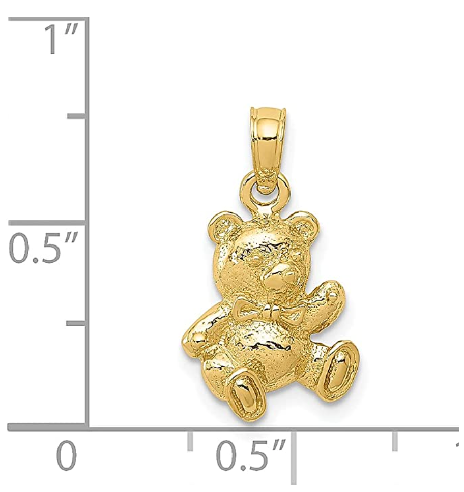 14K Gold Teddy Bear Pendant For Necklace Charm Bracelet Teddy Bear Jewelry Wife Mother Daughter Girls Gift