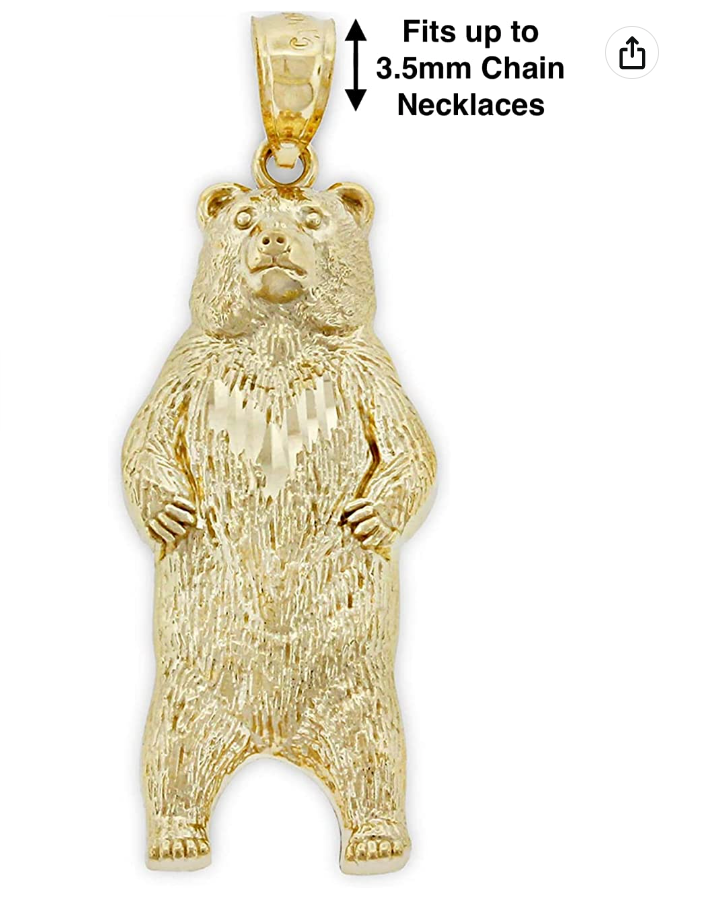 10K Gold Bear Pendant For Necklace Gold Charm Bracelet Grizzly Bear Jewelry Father Dad Viking Hunter Celtic Gift Gift