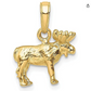 14K Gold Moose Pendant For Necklace Char Bracelet Elk Jewelry Norse Viking Hunter Nordic Gift.