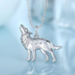 Howling Wolf Pendant Necklace Wolf Jewelry Celtic Nordic Viking Hunter Norse 925 Sterling Silver Chain 20in.