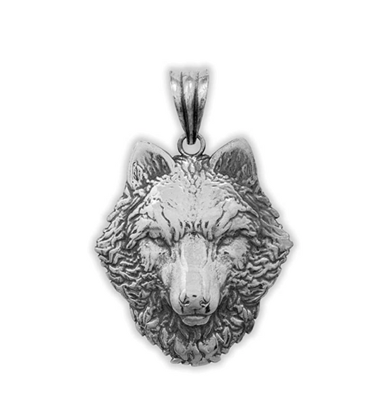 Small Wolf Face Pendant for Necklace Wolf Head Jewelry Celtic Nordic Viking Hunter Norse 925 Sterling Silver