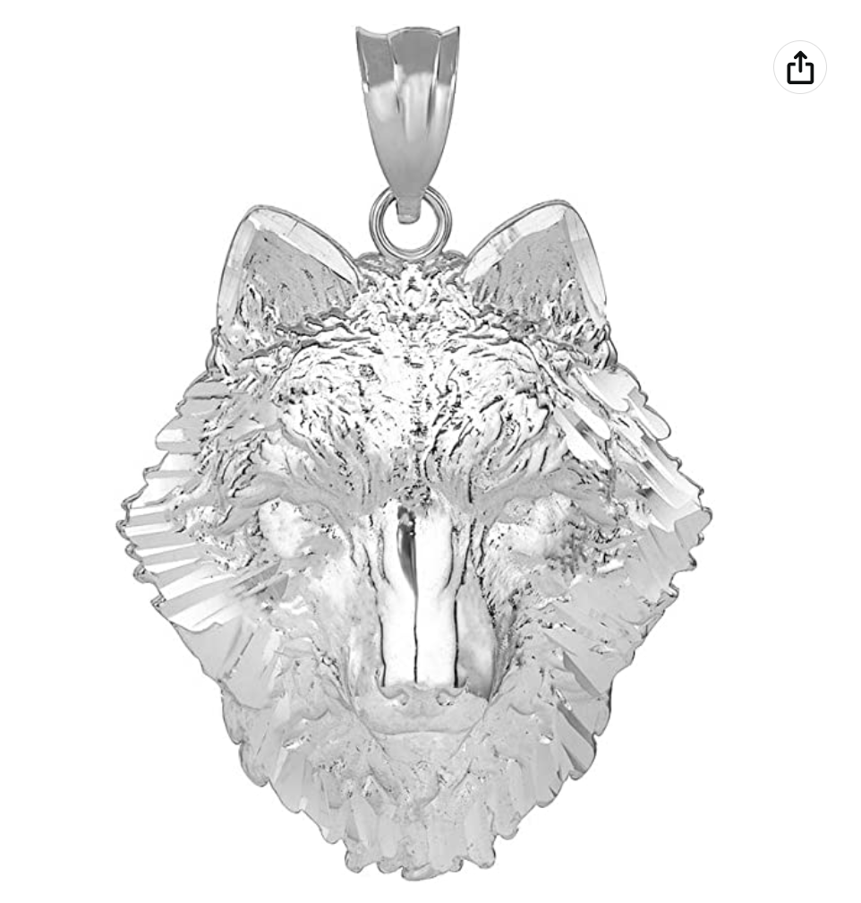 Small Wolf Face Pendant for Necklace German Shepard Husky Wolf Head Jewelry Celtic Nordic Viking Hunter Norse 925 Sterling Silver