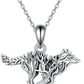 Running Wolf Tree Pendant Necklace Wolf Jewelry Celtic Nordic Viking Hunter Norse Gift 925 Sterling Silver Chain 20in.