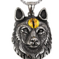Wolf Head Pendant Snake Eye Necklace Black Wolf Jewelry Celtic Nordic Viking Hunter Norse Gift Stainless Steel Chain 24in.