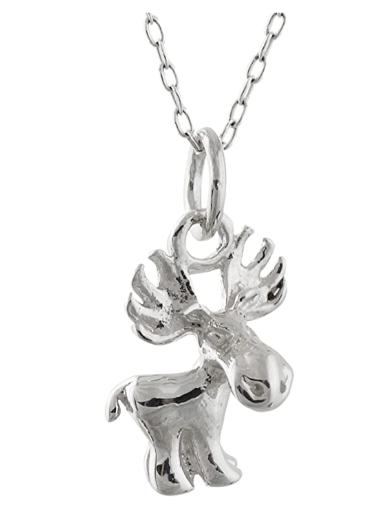Cute Moose Necklace Pendant Elk Jewelry Chain Norse Viking Hunter Nordic Gift 925 Sterling Silver 20in.