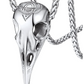Black Raven Skull Necklace Pendant Celtic Knot Raven Head Skeleton Crow Bird Jewelry Silver Gold Chain Wiccan Gothic Viking Nordic Hunter Norse Gift Stainless Steel 24in.