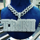 Custom Big Baguette Letter Necklace Name Pendant Chain Gold Silver Diamond Hip Hop Jewelry #7