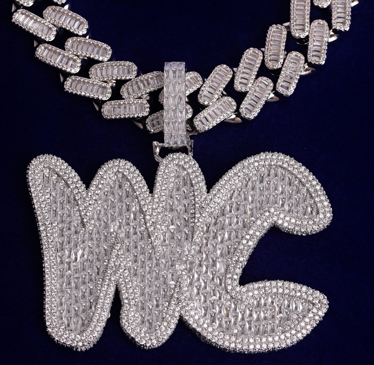 Custom Cartoon Letter Necklace Name Pendant Chain Gold Silver Diamond Hip Hop Jewelry #11