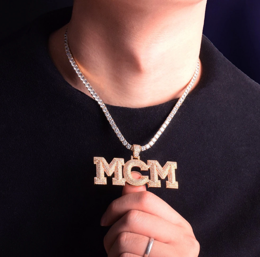 Custom Letter Necklace Name Pendant Chain Gold Silver Diamond Hip Hop Jewelry #17