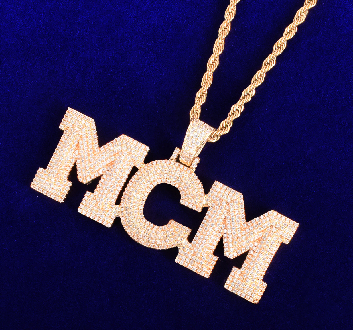 Custom Letter Necklace Name Pendant Chain Gold Silver Diamond Hip Hop Jewelry #17