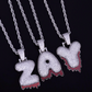 Custom Red Drip Bubble Letter Necklace Name Pendant Chain Gold Silver Diamond Hip Hop Jewelry #24
