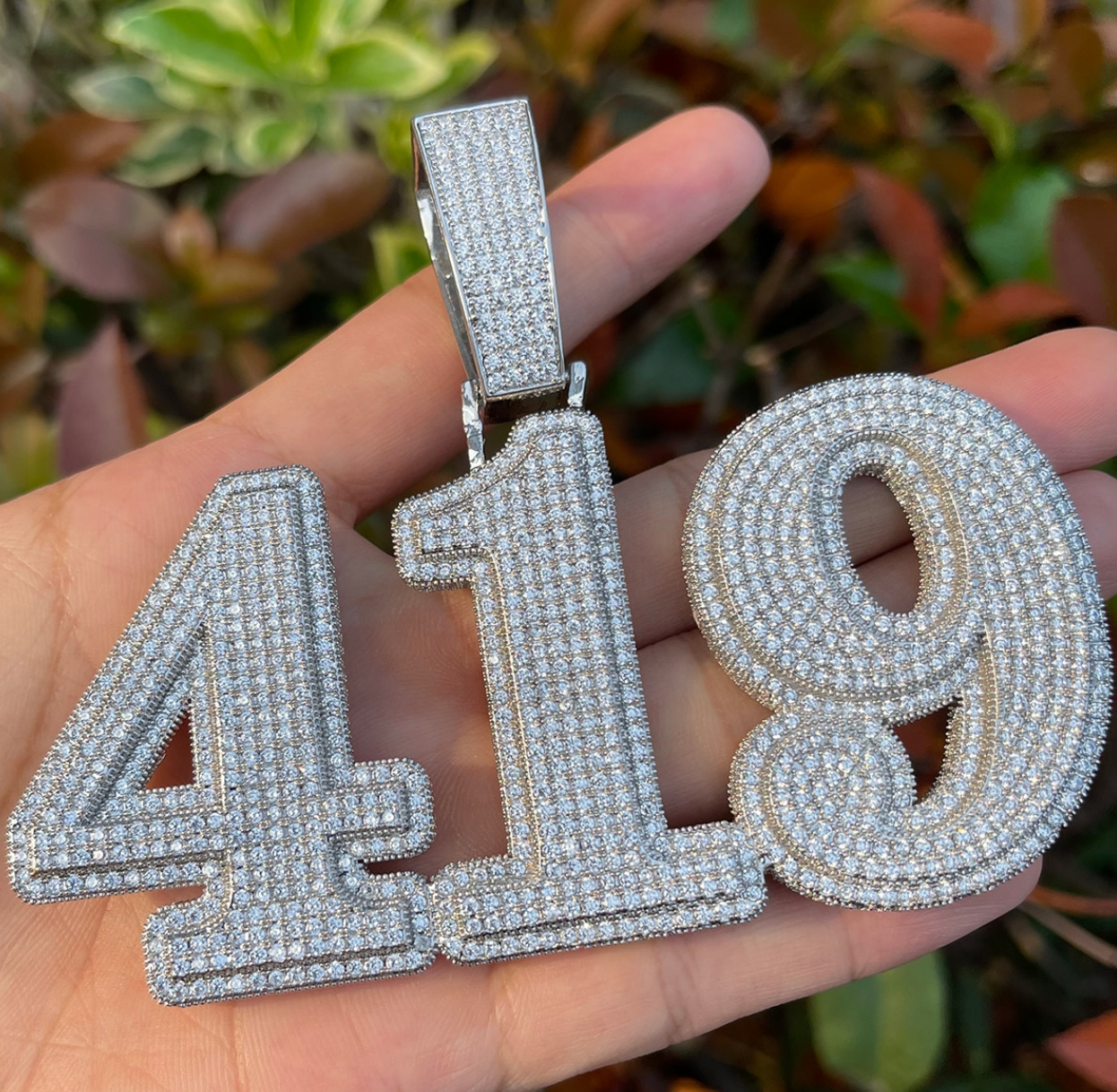 Custom Big Font Letter Necklace Name Pendant Chain Gold Silver Diamond Hip Hop Jewelry #23