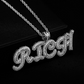 Custom Cursive Baguette Letter Necklace Name Pendant Chain Gold Silver Diamond Hip Hop Jewelry #31