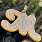 Custom Big Fancy Cursive Baguette Bubble Letter Necklace Name Pendant Chain Gold Silver Diamond Hip Hop Jewelry #43
