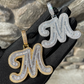 Custom Big Fancy Cursive Baguette Bubble Letter Necklace Name Pendant Chain Gold Silver Diamond Hip Hop Jewelry #43