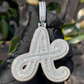 Custom Big Fancy Cursive Baguette Bubble Letter Necklace Name Pendant Chain Gold Silver Diamond Hip Hop Jewelry #43