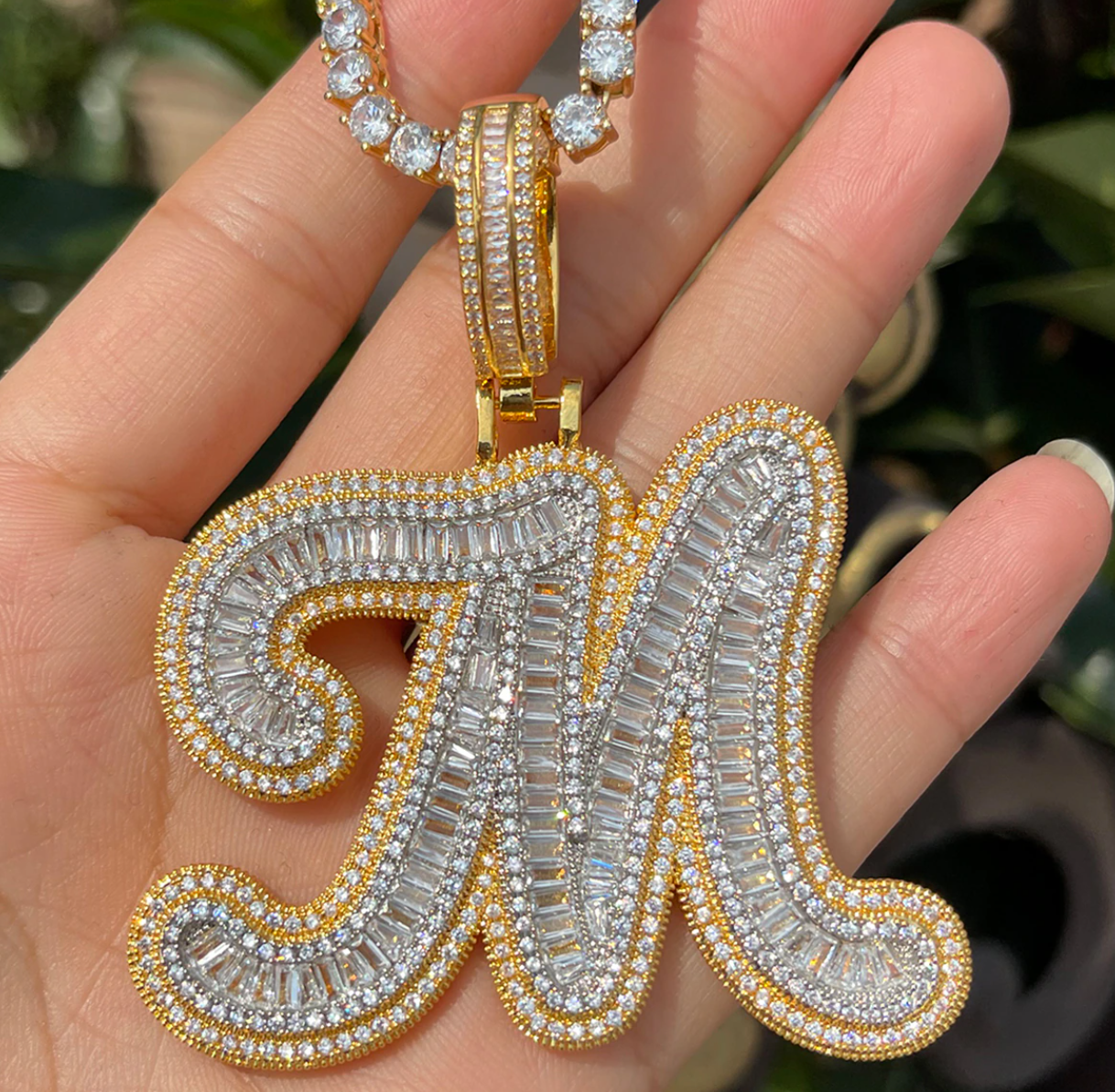 Big diamond hot sale name necklace