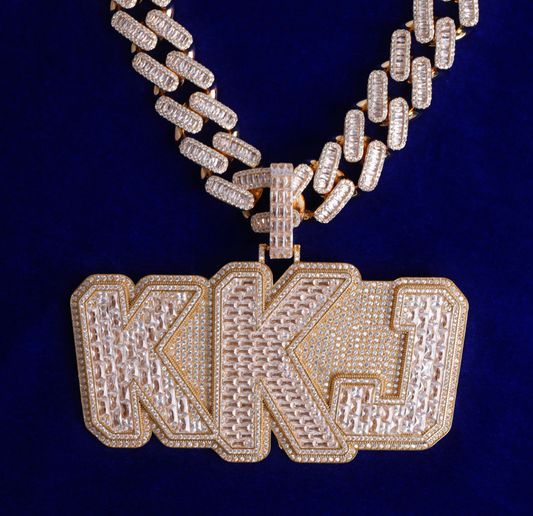 Custom Large Box Baguette Letter Necklace Name Square Pendant Chain Gold Silver Diamond Hip Hop Jewelry #37