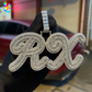 Custom Big Cursive Baguette Bubble Letter Necklace Name Pendant Chain Gold Silver Diamond Hip Hop Jewelry #42