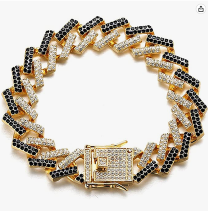 Zig Zag Curb Link Bracelet Diamond Gold Silver Tone Miami Cuban Link Chain Spike Bracelet Bracelet Hip Hop Iced Out Bling