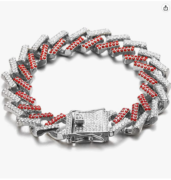 Zig Zag Curb Link Bracelet Diamond Gold Silver Tone Miami Cuban Link Chain Spike Bracelet Bracelet Hip Hop Iced Out Bling