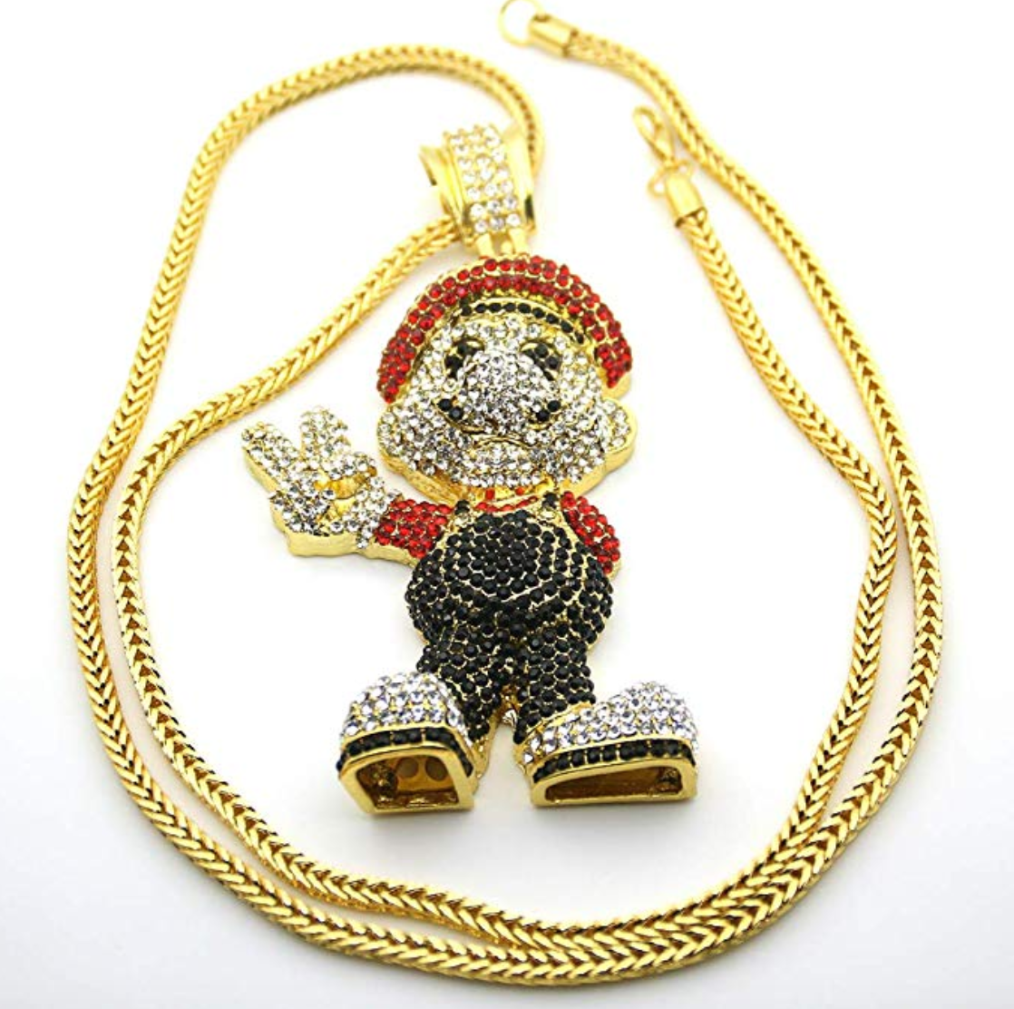 Diamond Super Mario Gold Super Mario Chain Hip Hop Rapper RopE Necklace 30in