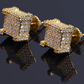 10mm 925 Sterling Silver Gold Big Square Box Diamond Earrings Hip Hop Mens Screw Back Earrings Iced Out