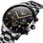 Black Glow in the Dark Men's Luxury Business Quartz Watch. Fashion Analog Chronograph Wrist Watch