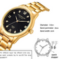 Yellow Gold Men's Luxury Business Quartz Sports Watch with CZ Diamonds (Black Face)