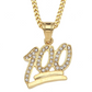 Emoji Necklace 100 Pendant 100 Chain Hip Hop 100 Bling Necklace Gold Color Metal Alloy Chain Simulated Diamond 24in.