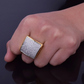 Big Square Ring Gold Silver Tone Simulated Diamond Hip Hop Jewelry Iced Out Square Ring Rapper Jewelry