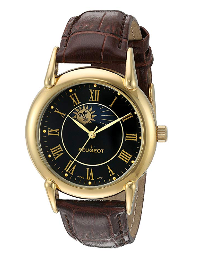 Celestial Sun Timepiece Luxury Moon Star Constellation Gold Watch Muller Brown Leather