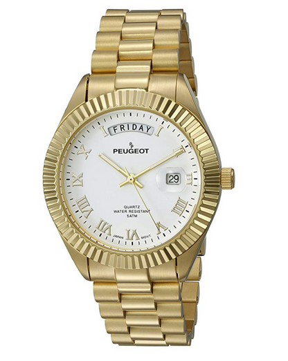 White Face Gold Color Presidential Day Datejust Watch Quartz Roman Numeral Big Face Fluted Bezel Luxury