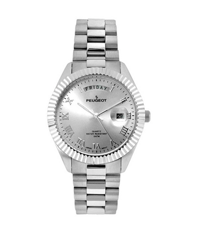 Silver Color Presidential Day Datejust Watch Quartz Roman Numeral Fluted Bezel Luxury Gift