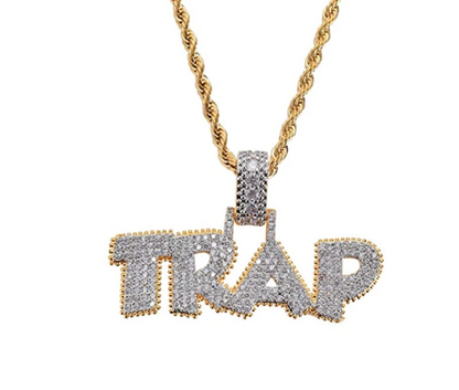Trap Chain Simulated Diamond Gold Color Metal Alloy Savage Necklace Supreme Hip Hop Jewelry Bling Trap Iced Out 24in.